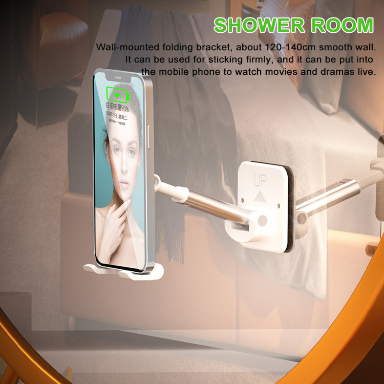 Universal Bathroom Plastic  Holder  Adhesive On Wall Mount  Mobile Phone Holder Foldable Stand