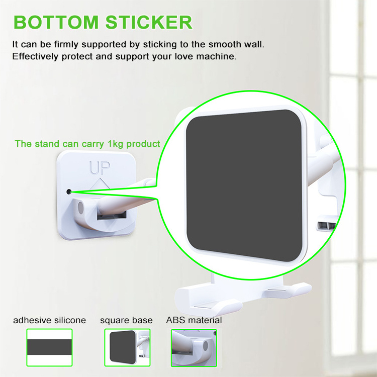 Universal Bathroom Plastic  Holder  Adhesive On Wall Mount  Mobile Phone Holder Foldable Stand