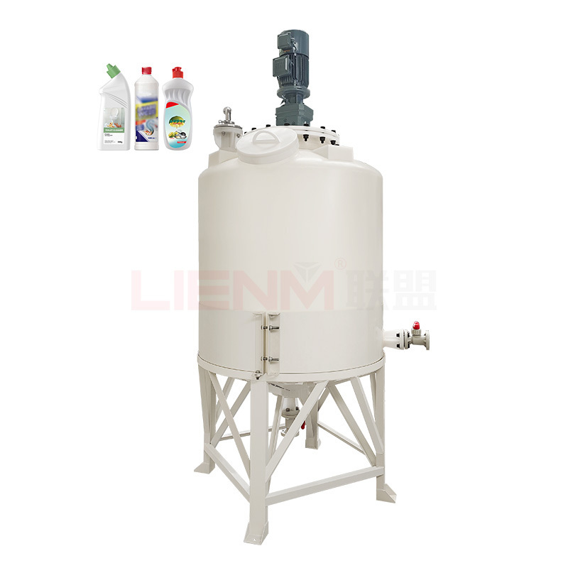 LIENM Customized Chemical Liquid Mixing Tanks HDPE Plastic 1000L Industrial Cleanser Mixing Tank With Agitator