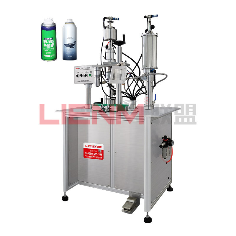 LIENM Semi Automatic Aerosol Filling Machine Spray For Sunscreen Spray and Paint Spray Bov Aerosol Can Filling Machine Manual