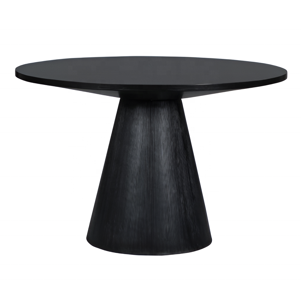 The 5-pieces Distinctive Shape Round Dining Table Set Room with 4 Upholstered Seat and Back Chairs Black Home Furniture Wood