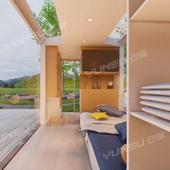 YUNSU Movable Space Capsule Living Room Log Cabins Pod Tiny Container Prefab Houses With Light Steel Structure Frame