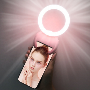 Selfie Ring Light Rechargeable Portable Clip-on Selfie Fill Light with 40 LED for Phone Photography Camera Video Girl Make up