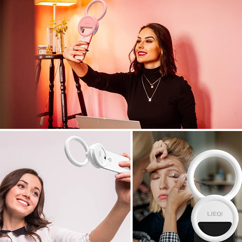 Selfie Ring Light Rechargeable Portable Clip-on Selfie Fill Light with 40 LED for Phone Photography Camera Video Girl Make up