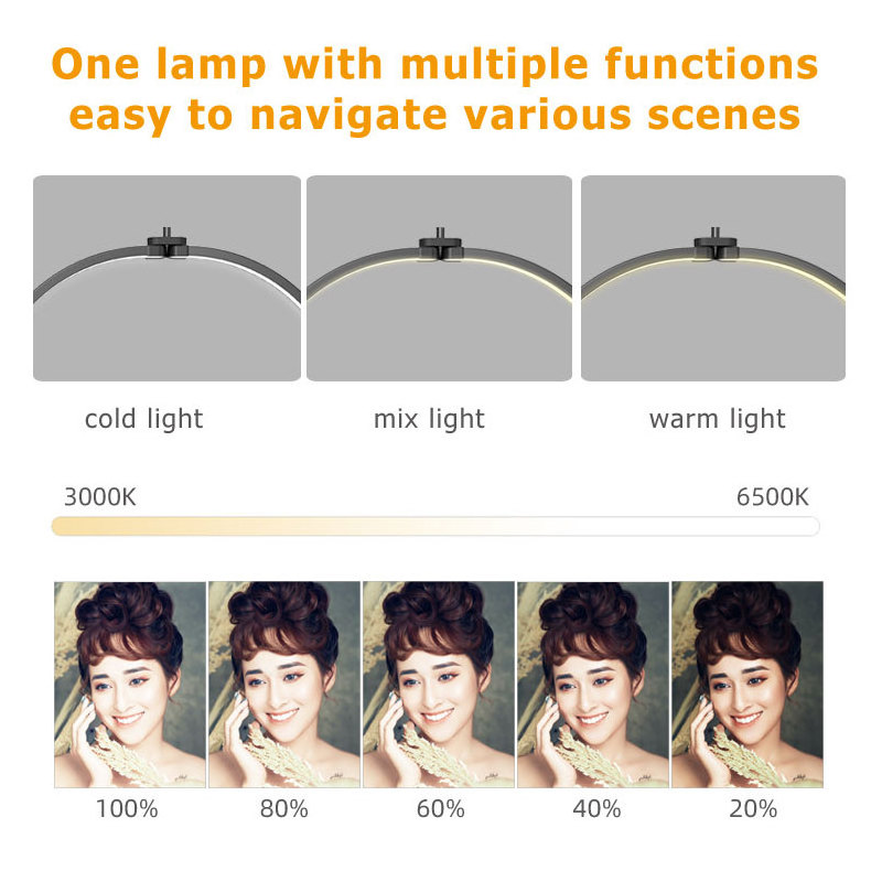 Adjustable Brightness Half Moon Table Lamp Manicure Lash Extension Light