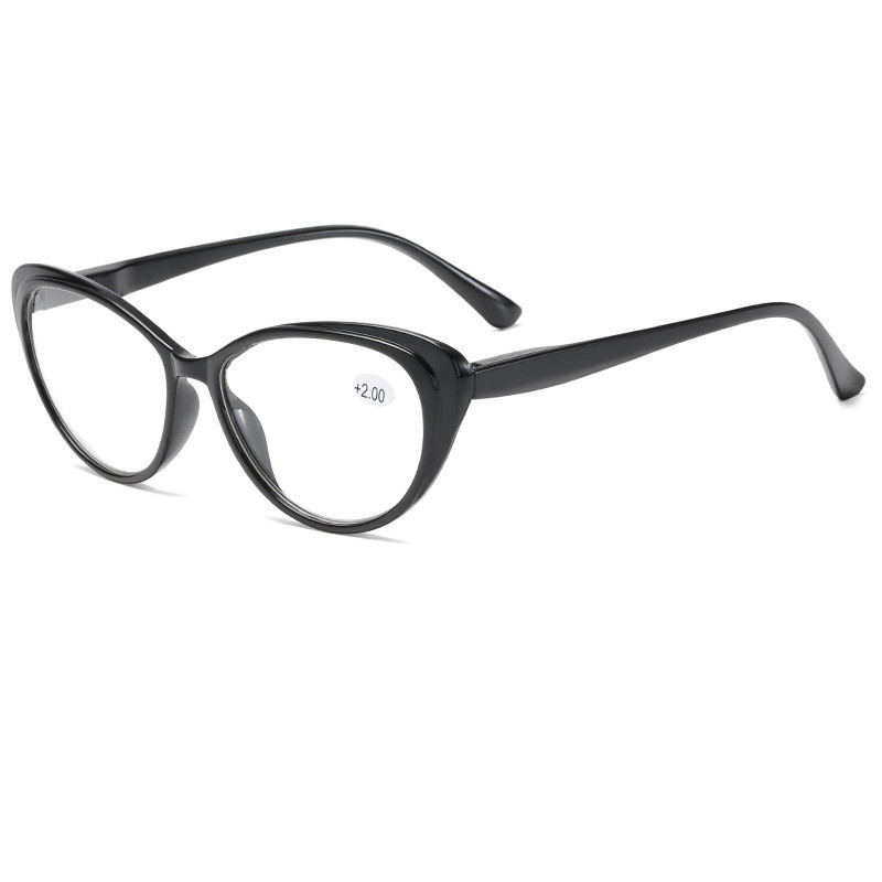 New cat-eye HD reading glasses women's fashion men's spring hinge plastic reading glasses presbyopia glasses