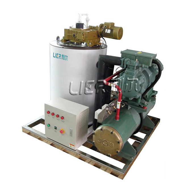 Seawater flake ice machine 2 tons, seawater flake ice system on fishing boat refrigeration ship, fresh aquatic products