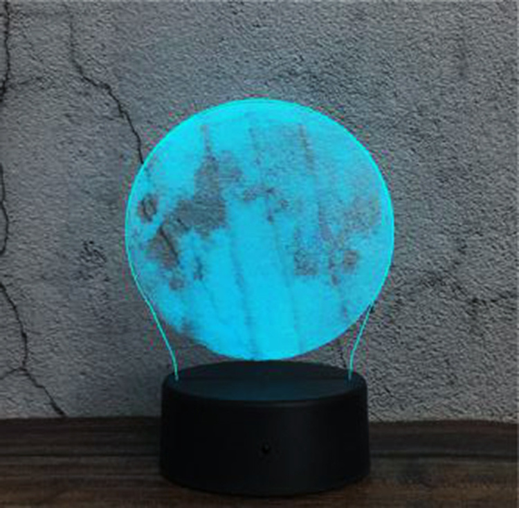 3D Crystal Ball Light Solar System Planet Pattern Crystal Ball Round Wooden Base Night Light For Kids Bedroom Table Desk Decor