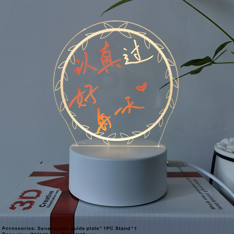 Rewritable Night Light with Girl Cute Acrylic Light Desk Lamp Message Board for Room Decor Desktop Ornaments Bedroom Sleep Light