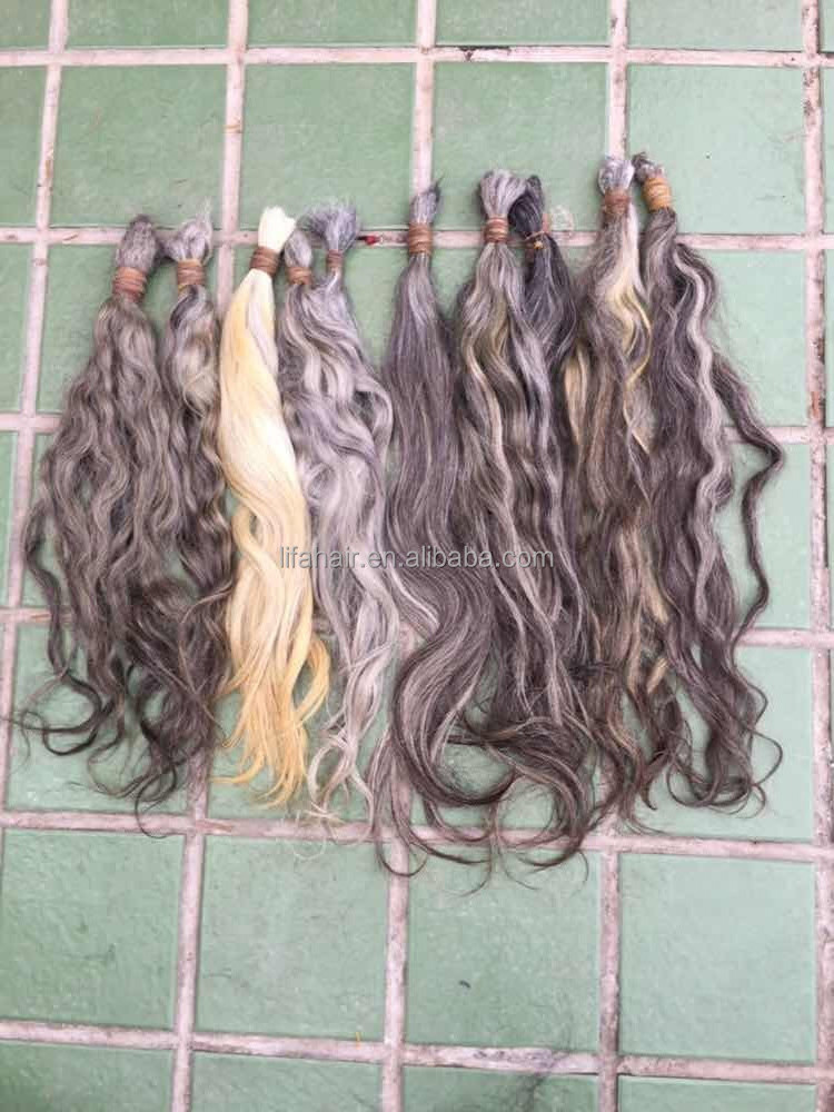 grey human hair for braiding 7A grade remy virgin large stock natural hair