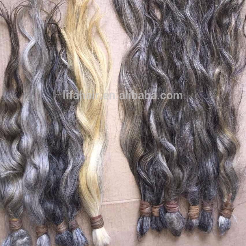 grey human hair for braiding 7A grade remy virgin large stock natural hair