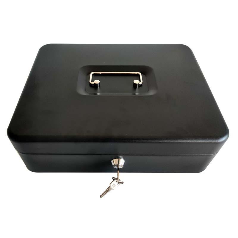 Combination lock metal safety box cash holder carrying storage box with money tray security lock and key