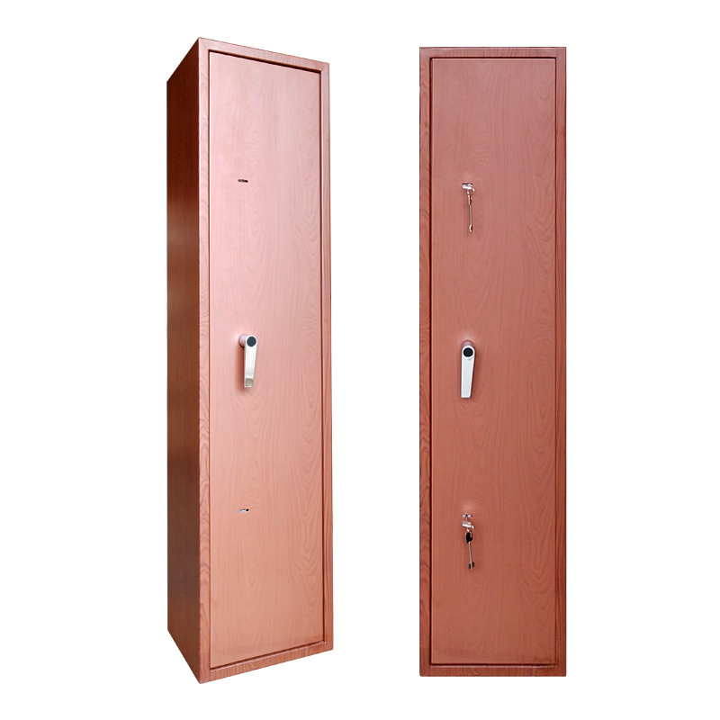 Metal Wood grain furniture surface mechanical lock 5 gun safe cabinet, gun safe box, heavy duty gun safe