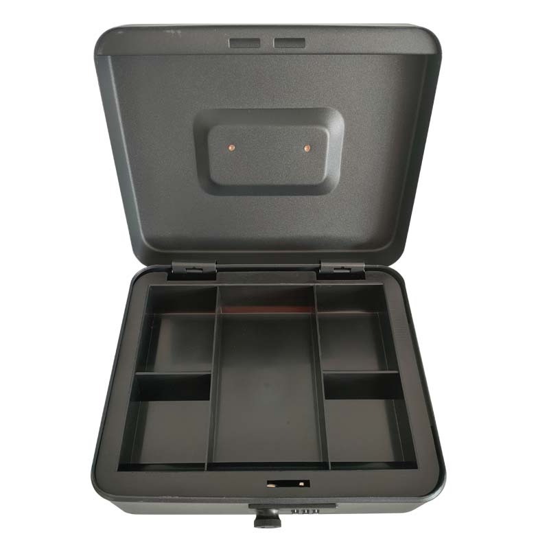 Combination lock metal safety box cash holder carrying storage box with money tray security lock and key