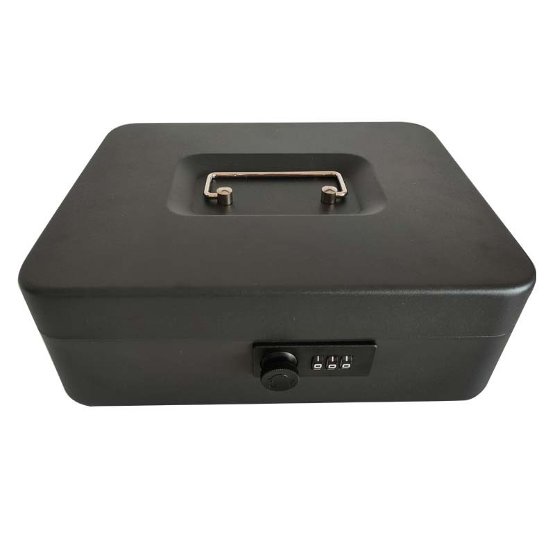 Combination lock metal safety box cash holder carrying storage box with money tray security lock and key