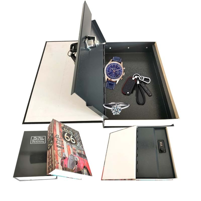 book dictionary size hidden inside steel box keep jewelry cash watch security key combination lock book safe