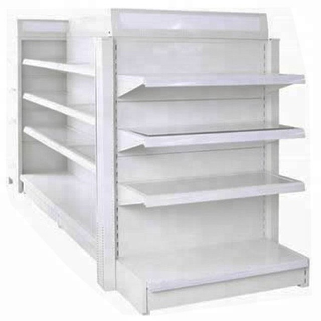 Glass Supermarket Gondola Steel Display Rack Cleaning Shelves