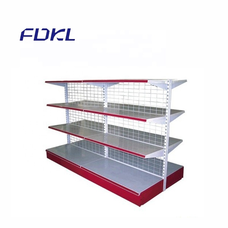 China factory adjustable double side gondola grocery store shelf used for shop and supermarket