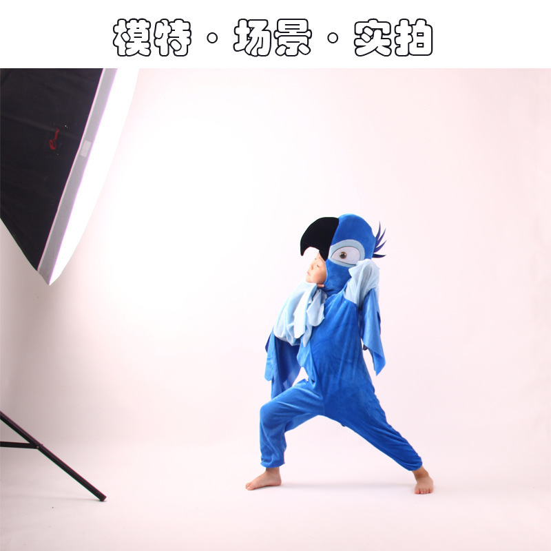 New Design Animal Role Play parrot Cosplay Red blue Jumpsuit Costume Outfit for kid Halloween