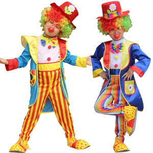 Circus Clown Cosplay Costume for Children Halloween Party Magician Stage Show Clothing Clown Jumpsuit for Boys