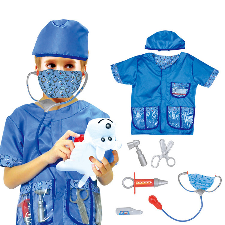 Hot Sale Doctor Children Career Uniform Suit Halloween Costumes for Kids Funny Toy Set for Girls and Boys