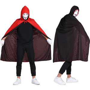 Black Red Reversible Cape Goth Devil Pirate Vampire Demon Cloak for Kids for Halloween Cosplay Carnival Party Dress Up Costumes