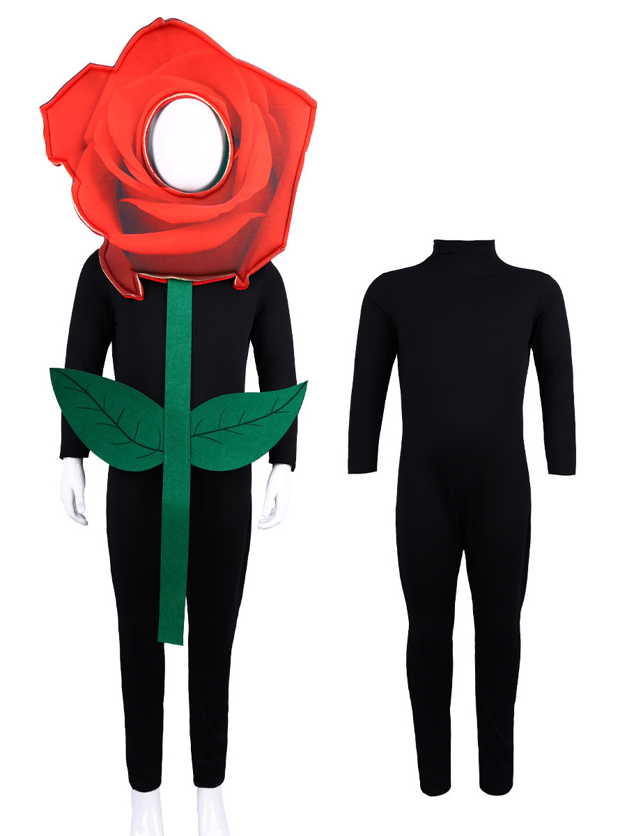 Halloween Outfit Mascot Plant red roses Cosplay Funny kid Costume for children Carnival jumpsuit flower Valentine's Day