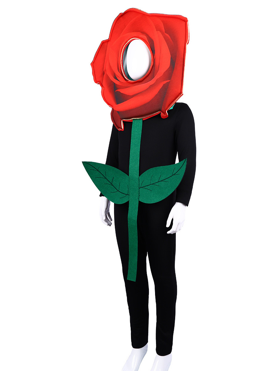 Halloween Outfit Mascot Plant red roses Cosplay Funny kid Costume for children Carnival jumpsuit flower Valentine's Day