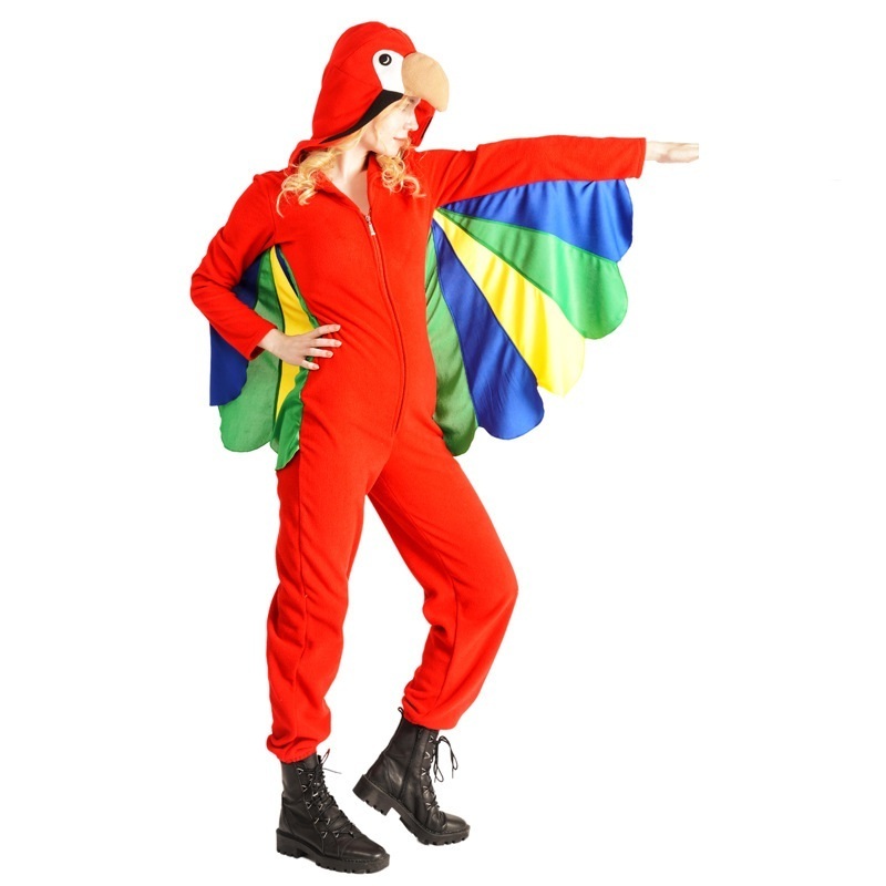 New Design Animal Role Play parrot Cosplay Red Jumpsuit Costume Outfit for Adult Halloween