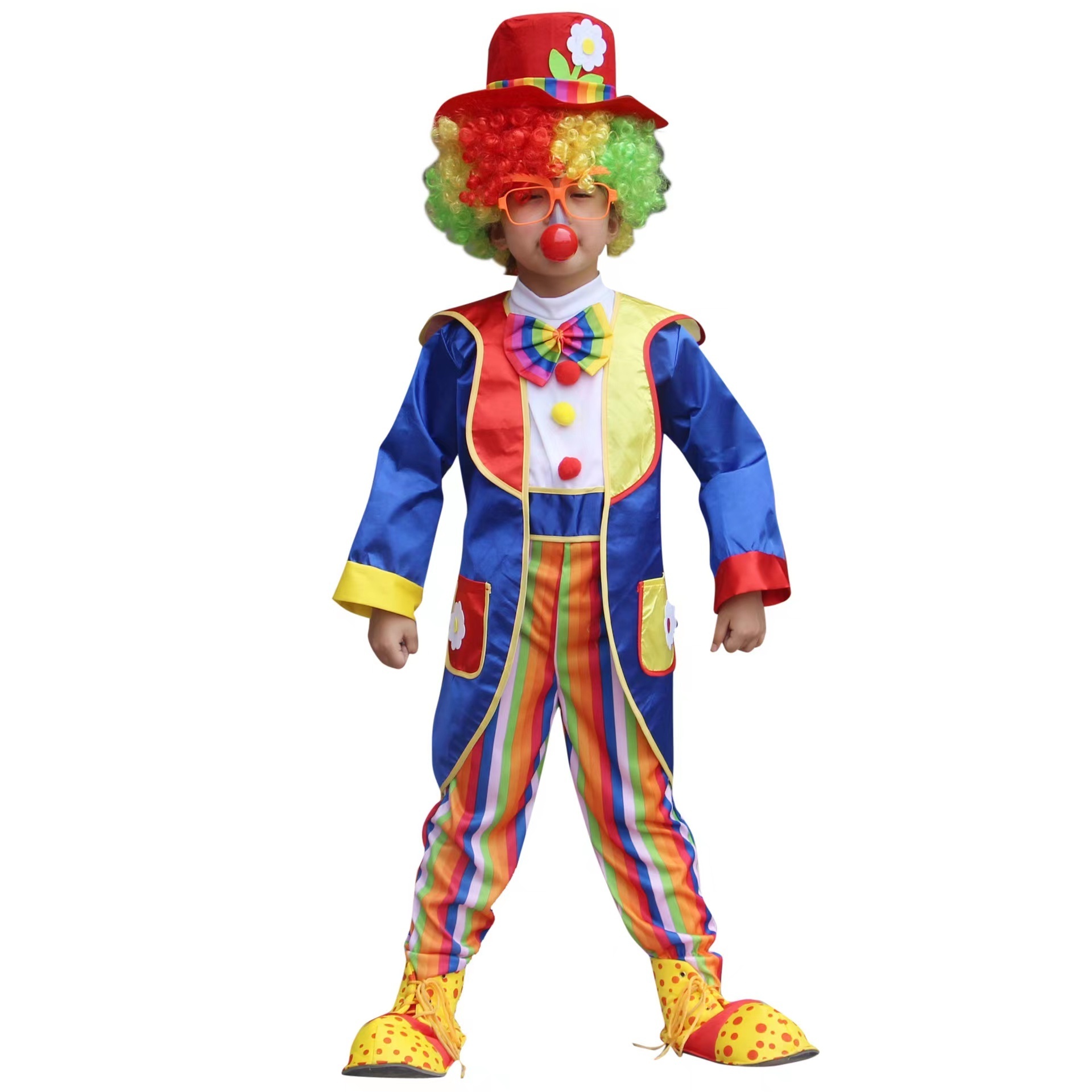 Circus Clown Cosplay Costume for Children Halloween Party Magician Stage Show Clothing Clown Jumpsuit for Boys