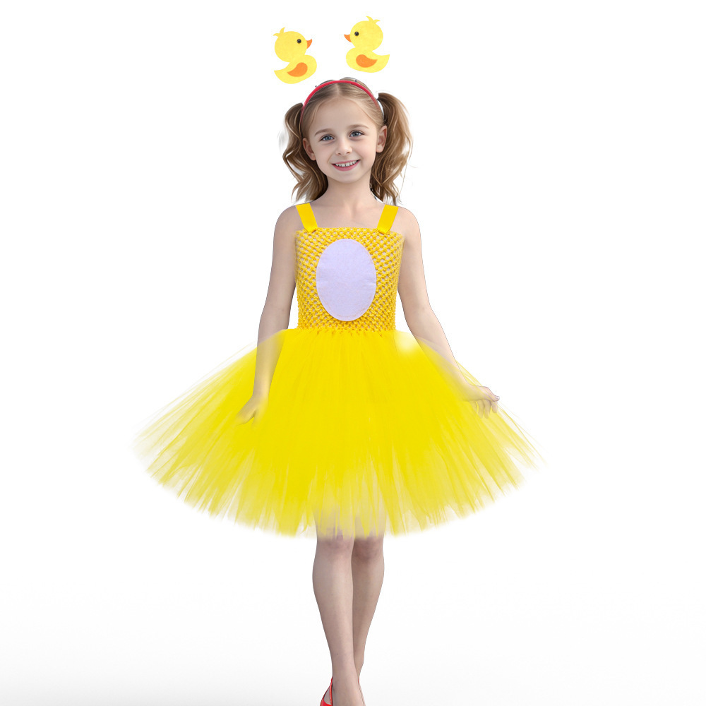 Children's animal performance costumes duck dance performance costumes yellow bubble dress Costume kid Halloween