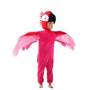 New Design Animal Role Play parrot Cosplay Red blue Jumpsuit Costume Outfit for kid Halloween