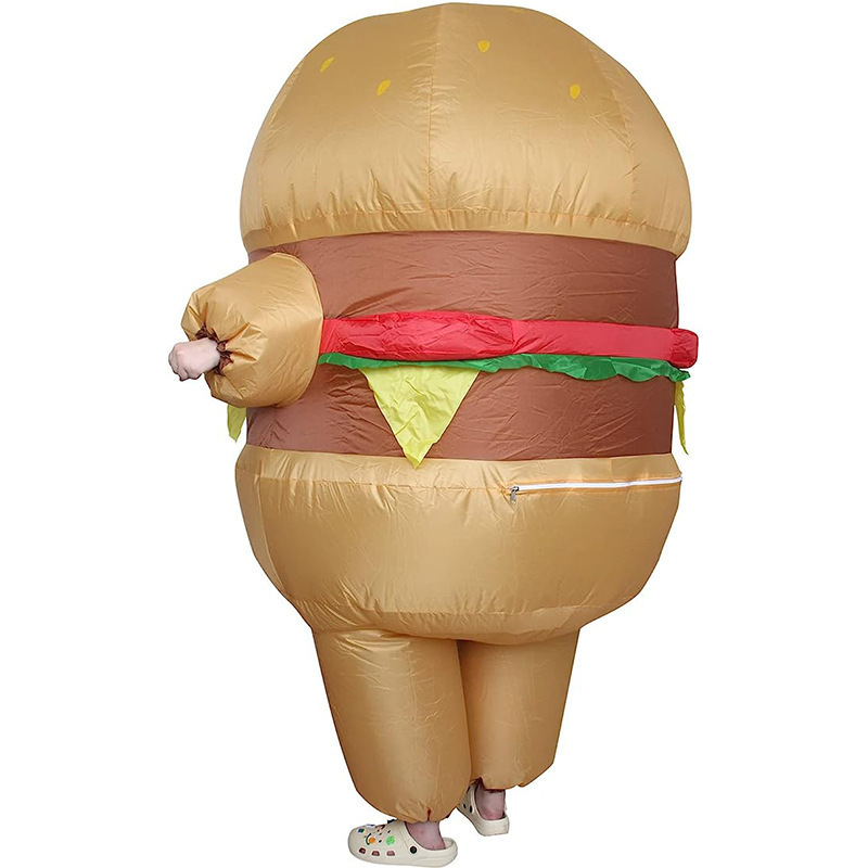 Adults  food cosplay beef hamburger  Mascot Inflatable hamburger  Halloween Costumes for Man inflate