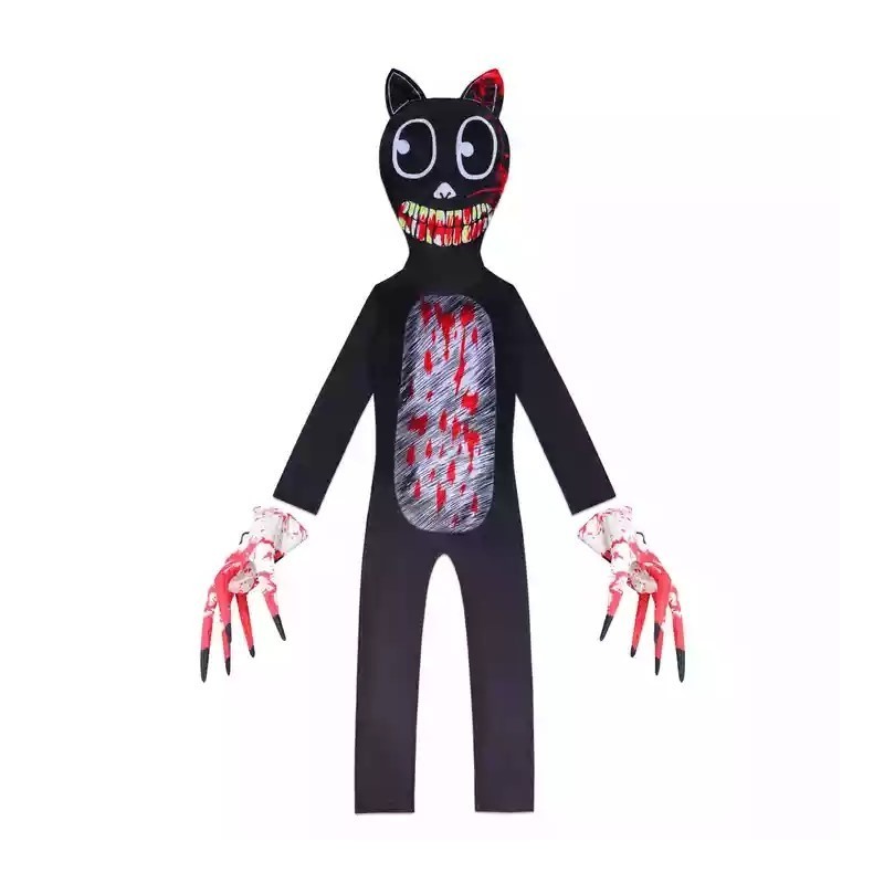 Boys Cartoon Scary Cat Costume Child Horror Monster Character Costumes Scary Halloween Cosplay Jumpsuit