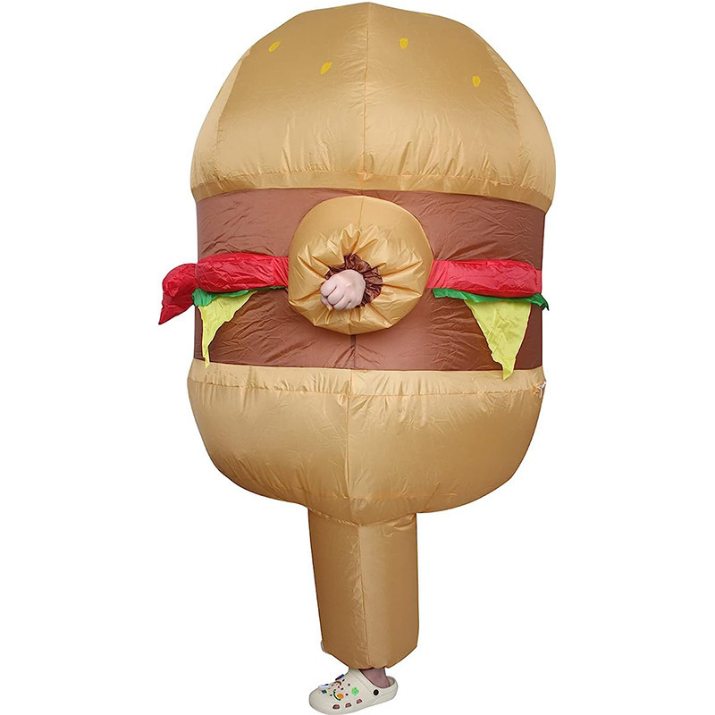 Adults  food cosplay beef hamburger  Mascot Inflatable hamburger  Halloween Costumes for Man inflate