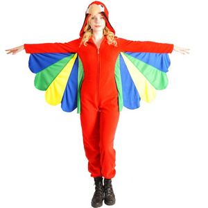 New Design Animal Role Play parrot Cosplay Red Jumpsuit Costume Outfit for Adult Halloween