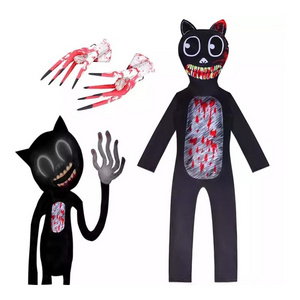 Boys Cartoon Scary Cat Costume Child Horror Monster Character Costumes Scary Halloween Cosplay Jumpsuit