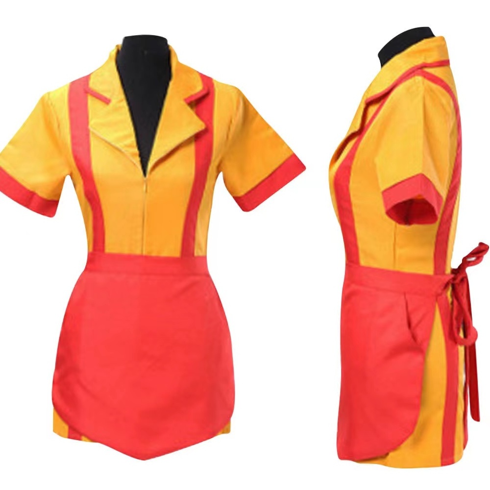 Hot Sale Summer Dress Caroline & Max Costume for 2 Broke Girls Halloween Party Waitress Cosplay Uniform for Women