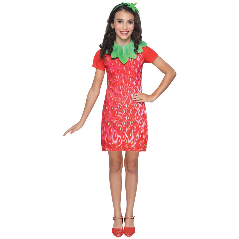 fruit vegetable Cosplay Strawberry dress costume Halloween costume Strawberry Fun Fruit Party dress