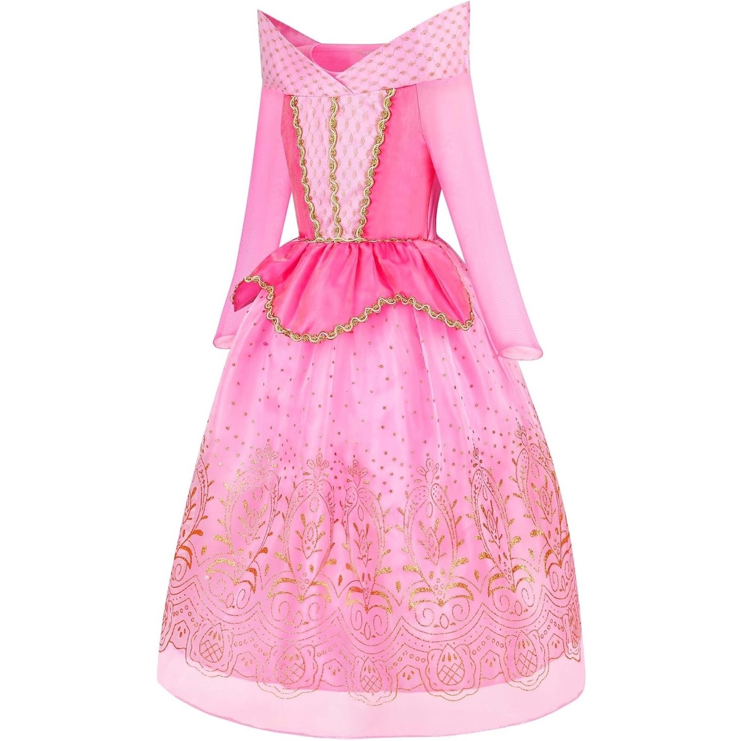 Princess Dress Up Costume Aurora Dress for Girls Halloween Cosplay Christmas Birthday Party Dress Pink Outfits