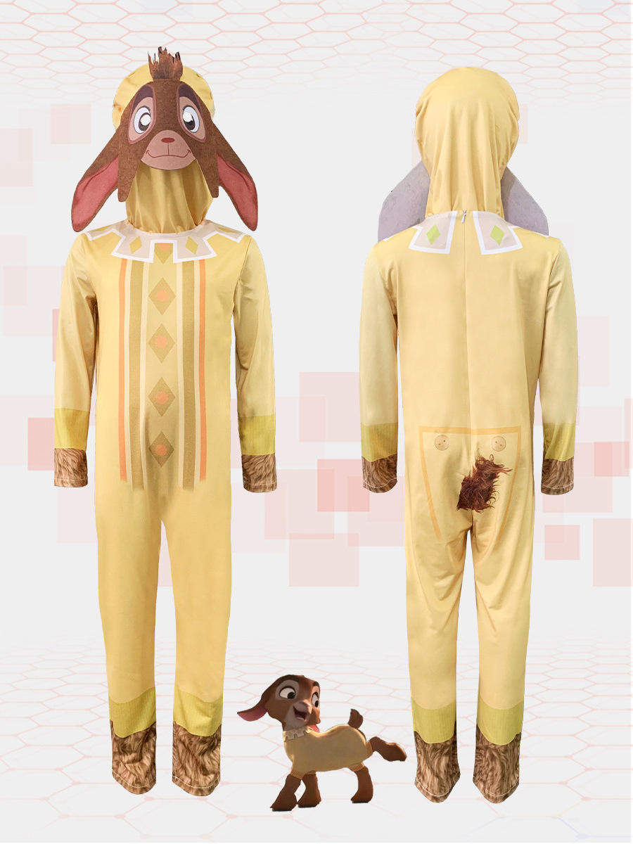 Cartoon animal Character Cosplay goat yellow jumpsuit for kid Costume for Halloween Dress Up  star