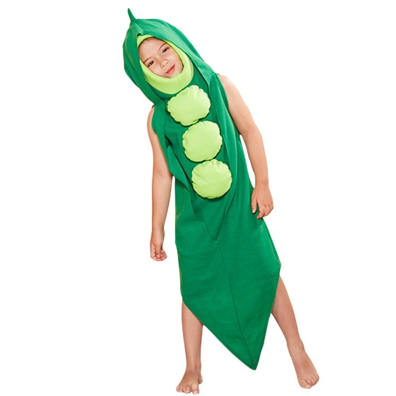 Hot Sale Children Funny Vegetables Cosplay Jumpsuit  Green Pea Costume for Kids