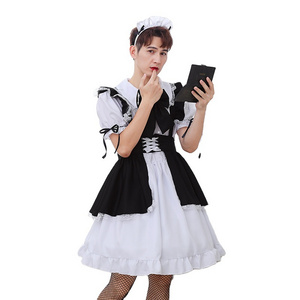 High Quality  French Anime Maid Apron Dress Uniform Lolita Fancy Dress Men Sexy Cat Maid Outfit Cosplay for Halloween or Party