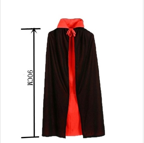 Black Red Reversible Cape Goth Devil Pirate Vampire Demon Cloak for Kids for Halloween Cosplay Carnival Party Dress Up Costumes