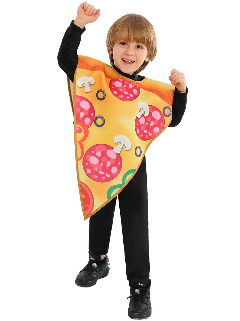 Children performance Food Role pizza Cosplay Sausage Pizza jumpsuit Costume Outfit Funny for kid Halloween