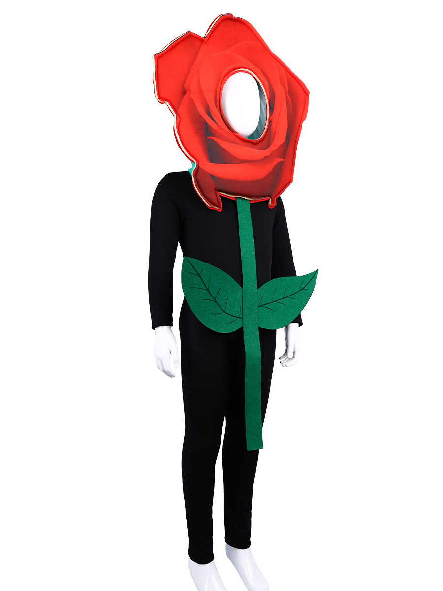 Halloween Outfit Mascot Plant red roses Cosplay Funny kid Costume for children Carnival jumpsuit flower Valentine's Day