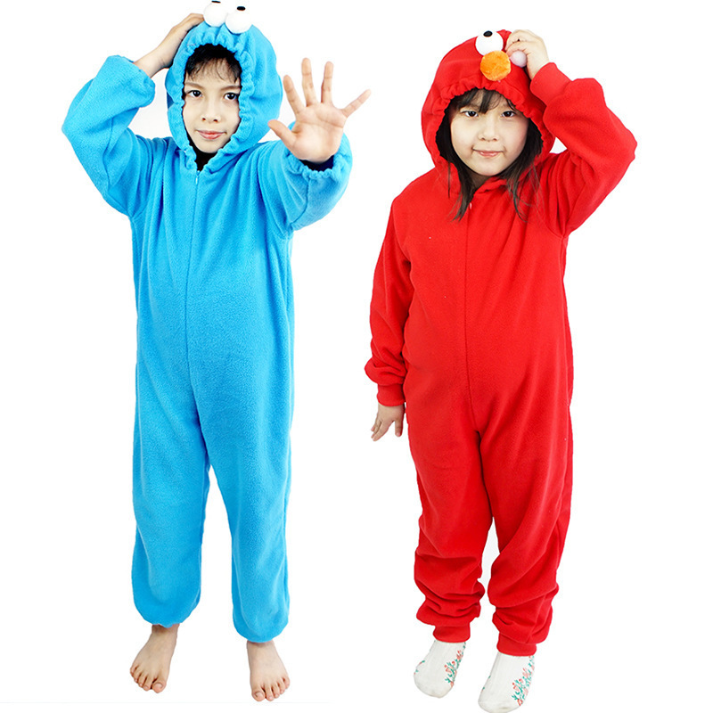 New Style  Lovely Plush Jumpsuit Fashion Cookie Monster Elmo Halloween Costumes for Kids