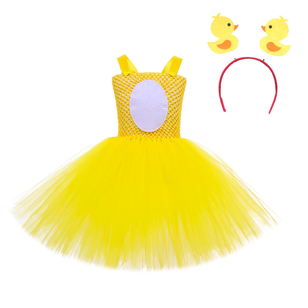 Children's animal performance costumes duck dance performance costumes yellow bubble dress Costume kid Halloween