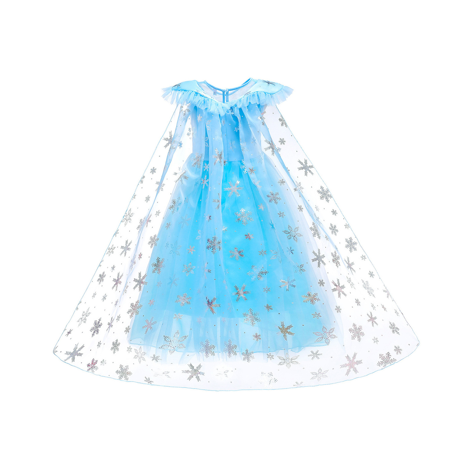 Summer Princess Elsa Dress For Girls Carnival Halloween Cosplay Party Costumes Short Sleeve Snow Queen Dress for Kids