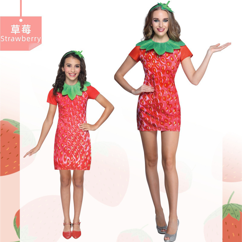 fruit vegetable Cosplay Strawberry dress costume Halloween costume Strawberry Fun Fruit Party dress